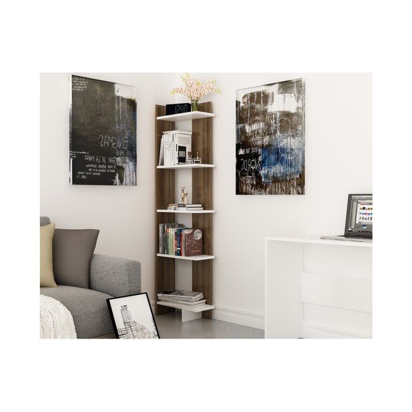Knjižnica iz orehovega lesa z belimi detajli Als Walnut White-image-1