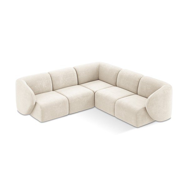 Bež kotna sedežna garnitura iz šenilje Lani – Makamii-image-1