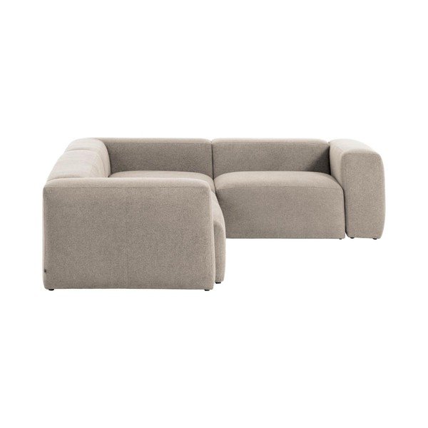 Bež kotna sedežna garnitura iz šenilje Blok – Kave Home-image-3
