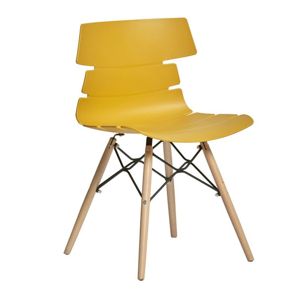 Komplet 4 rumenih jedilnih stolov Marckeric Iris-image-2