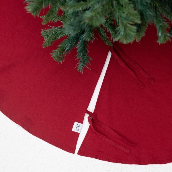 Rdeča okrogla preproga za pod jelko ø 125 cm - Linen Tales-image-2