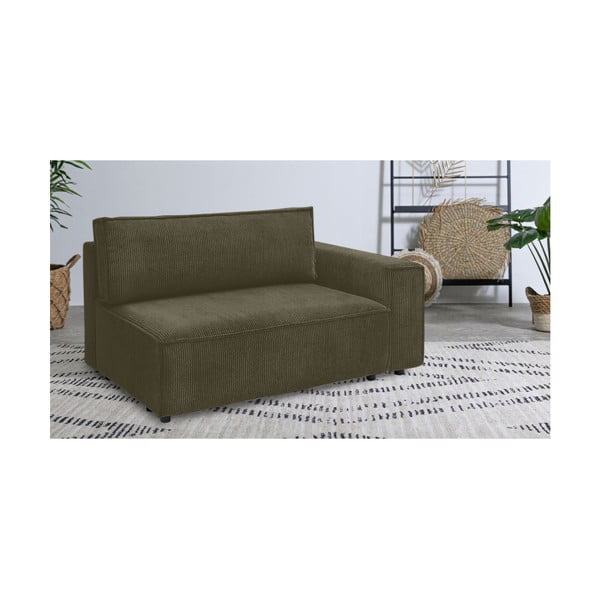 Svetlo zelen modul za sedežno garnituro iz rebrastega žameta (desni kot) Nihad modular – Bobochic Paris-image-1