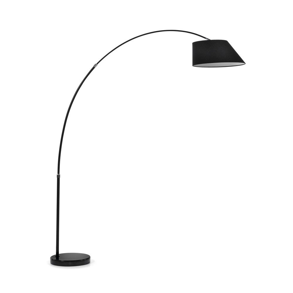 Črna stoječa svetilka s tekstilnim senčilom (višina 189 cm) May