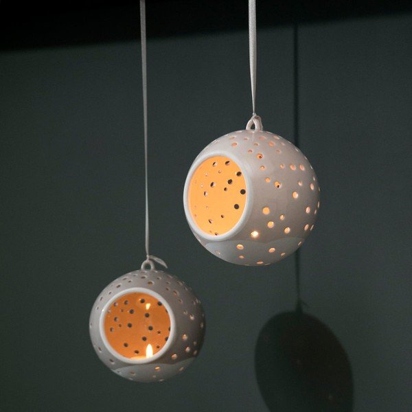 Božični svečnik iz belega kostnega porcelana Kähler Design Nobili, ⌀ 12 cm-image-2