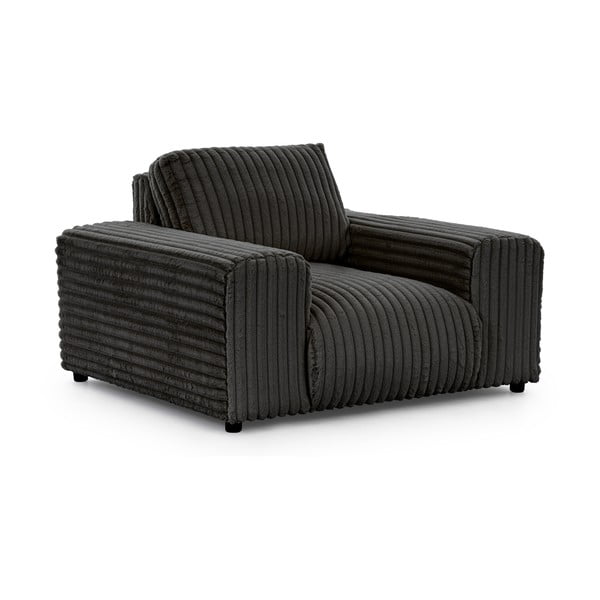 Temno siv fotelj iz rebrastega žameta Justin – Ropez