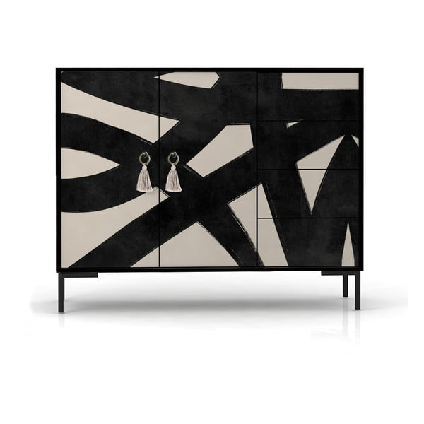 Črna/bež nizka komoda 113x84 cm Wilma – Really Nice Things