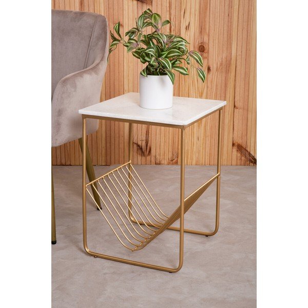 Stranska mizica z marmorno mizno ploščo 40x40 cm Mandoli – Premier Housewares-image-2