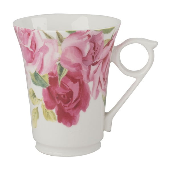 Roza in bela keramična skodelica s cvetličnim motivom Creative Tops, 300 ml