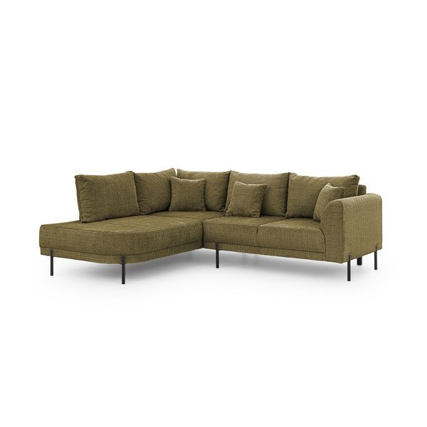 Zelena kotna sedežna garnitura iz šenilje (levi kot/v obliki črke L) Mauris  – Ropez-image-2