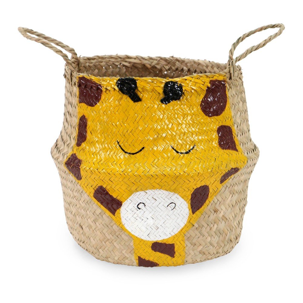 Rumena/naravna otroška škatla za shranjevanje iz morske trave ø 30x28 cm Giraffe