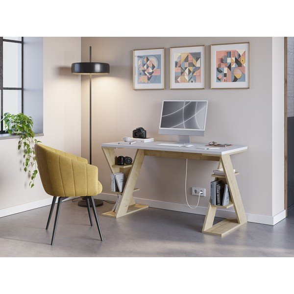 Pisalna miza z belo mizno ploščo 60x137 cm Butterfly – Marckeric-image-1