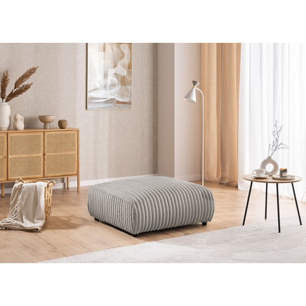 Svetlo siv tabure iz rebrastega žameta Justin – Ropez-image-1