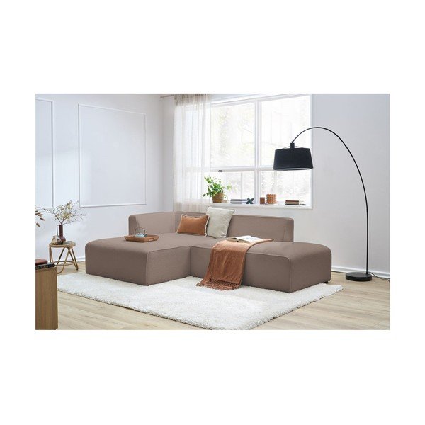Rjava kotna sedežna garnitura iz tkanine bouclé (levi kot/v obliki črke L) Megeve – Bobochic Paris-image-4
