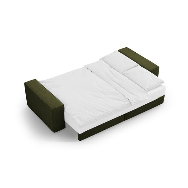 Temno zelena raztegljiva sedežna garnitura iz tkanine bouclé 247 cm Jodie – Micadoni Home-image-4