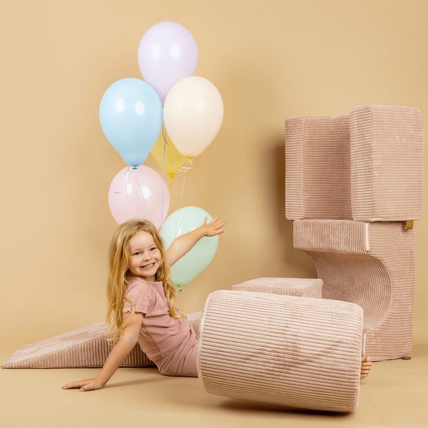 Rožnato otroško igrišče iz pene iz rebrastega žameta 4 ks višina 30 cm 45x170 cm Montessori – Meowbaby-image-2
