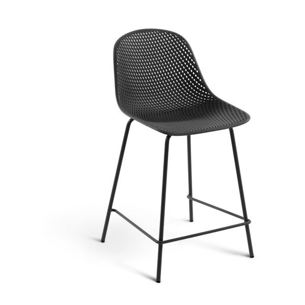 Temno siv kovinski plastičen vrtni barski stol Quinby – Kave Home