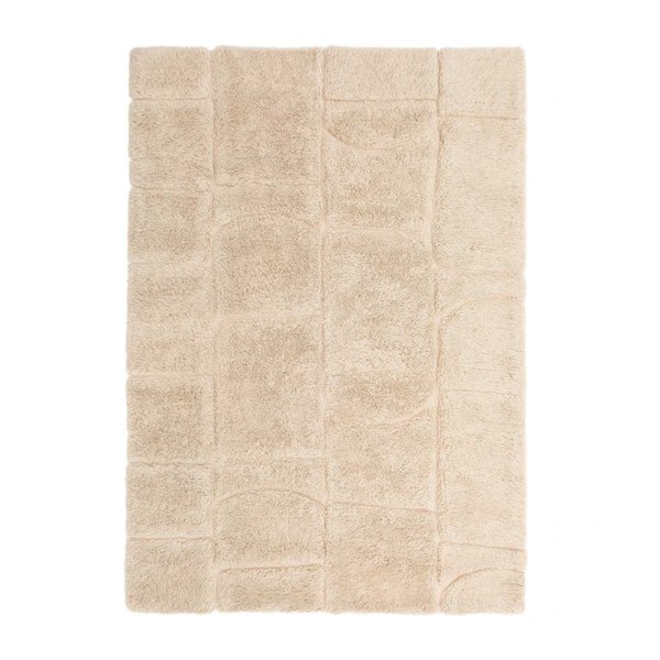 Kremno bela ročno tkana volnena preproga 200x300 cm Nak – Kave Home