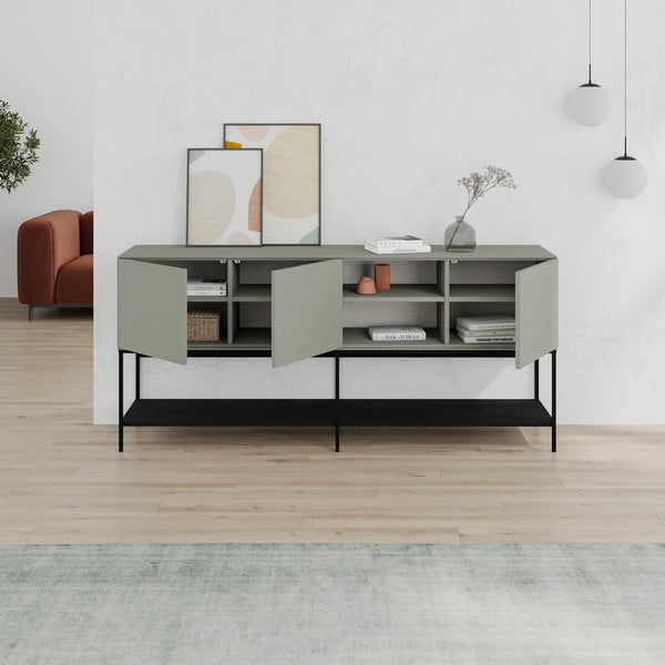 Zelena/črna komoda 180x80x40 cm Amira – Marckeric-image-3