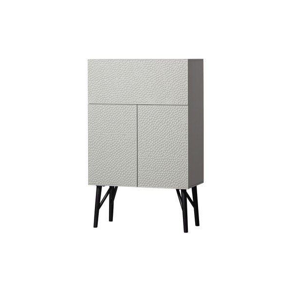 Svetlo siva vinska omara iz masivnega manga 90x146x46 cm Carved – WOOOD-image-1