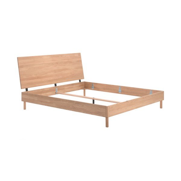 Zakonska postelja iz masivnega hrasta brez letvenega dna 180x200 cm v naravni barvi Forrest – Vipack-image-2