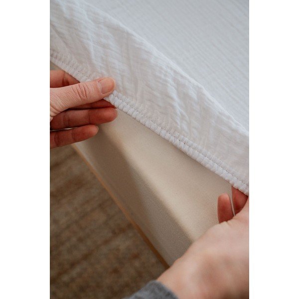Bela napenjalna rjuha za otroško posteljico iz muslina 60x120 cm Burumcuk – Mijolnir-image-3