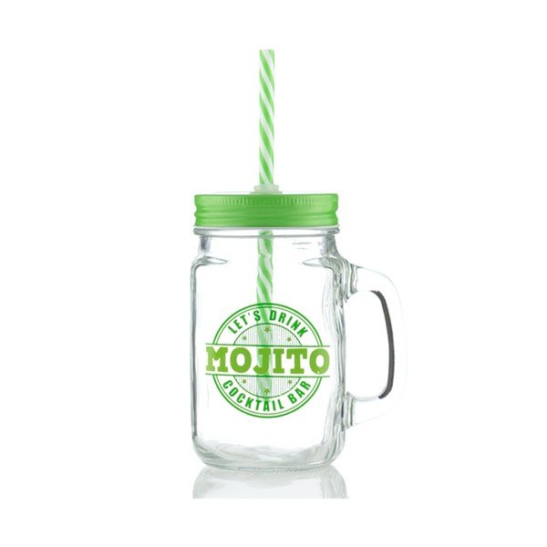 Kozarec s pokrovom in slamico InnovaGoods Mojito, 450 ml