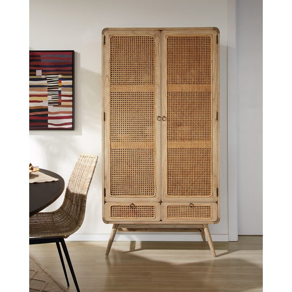 Garderobna omara iz masivne indijske lipovke v naravni barvi 90x175 cm Nalu – Kave Home-image-1