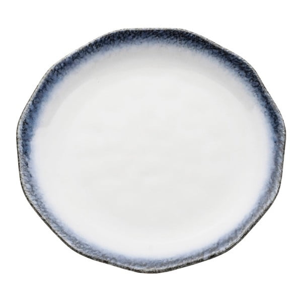 Beli lončeni krožnik z modrim robom Kare Design, Ø 23 cm