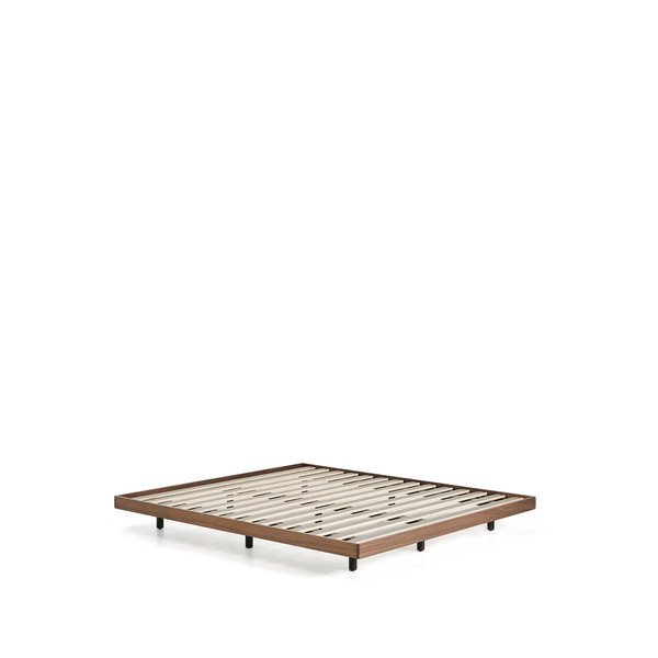 Rjava zakonska postelja iz masivne breze brez vzglavja z letvenim dnom 180x200 cm Norlen – Kave Home