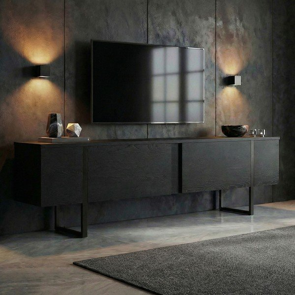 Črna TV omarica 180x50x30 cm Onera – Kalune Design-image-2