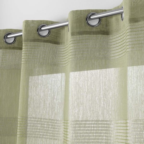 Kaki zelena prosojna zavesa iz tančice 140x280 cm Ajourela – douceur d'intérieur-image-1