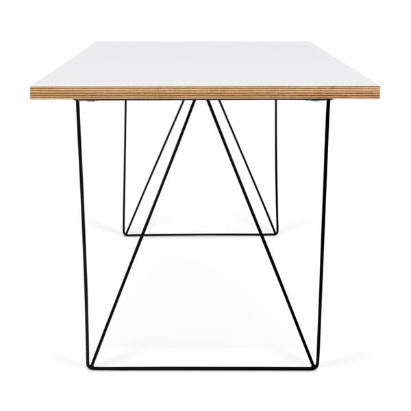 Bela delovna miza s črnimi nogami TemaHome Flow, 140 x 75 cm-image-3