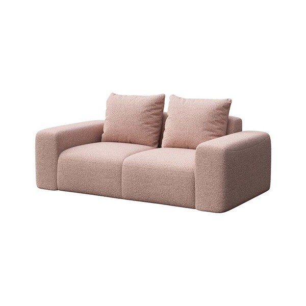 Svetlo rožnata sedežna garnitura iz tkanine bouclé 212 cm Feiro – MESONICA-image-2