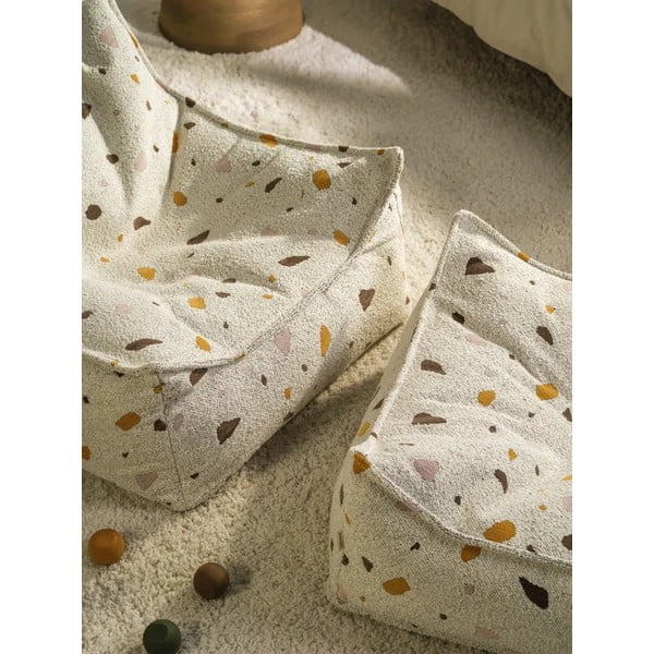 Bela otroška vreča za sedenje iz tkanine bouclé in šenilje Terrazzo Square – Wigiwama-image-4