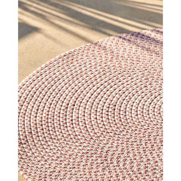 Rožnata okrogla notranja in zunanja preproga iz recikliranih vlaken ø 150 cm Rodhe – Kave Home-image-2