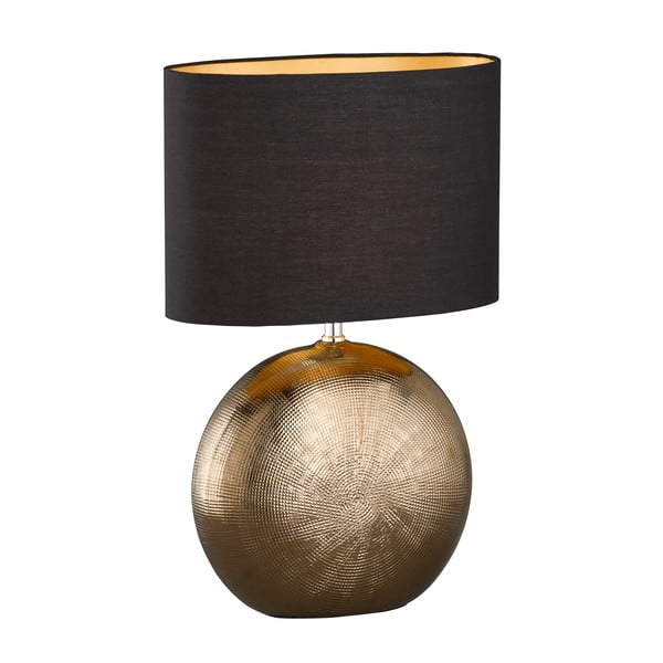 Bronasto-črna keramična namizna svetilka s tekstilnim senčilom (višina 53 cm) Foro – Fischer & Honsel
