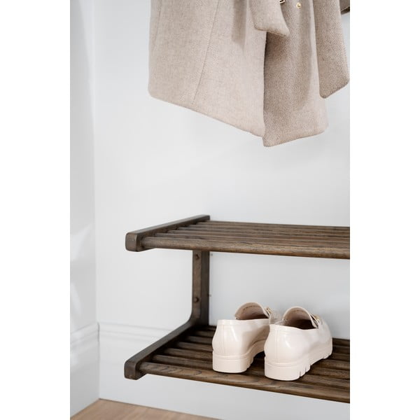 Temno rjavo stensko stojalo za čevlje iz hrastovega lesa Inverness - Rowico-image-3