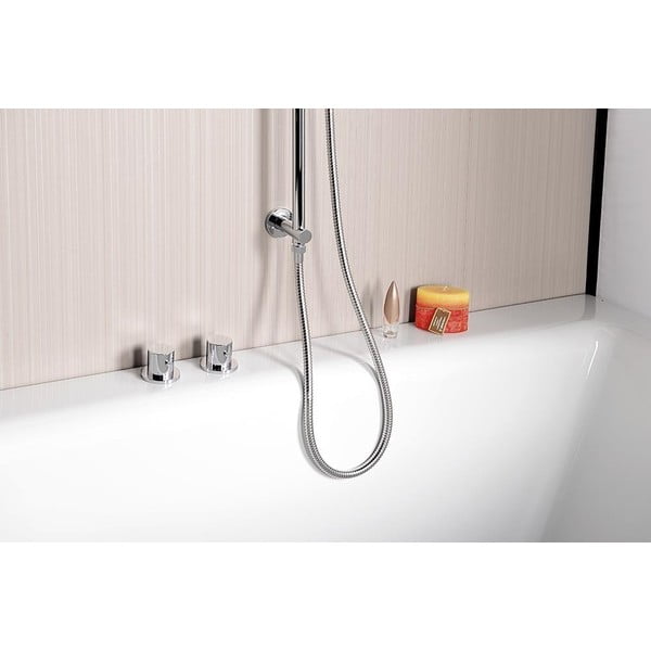 Medeninast stenski drog za tuš v sijajno srebrni barvi z drsnim nosilcem in odtokom za vodo 76 cm Daniela – Sapho-image-4