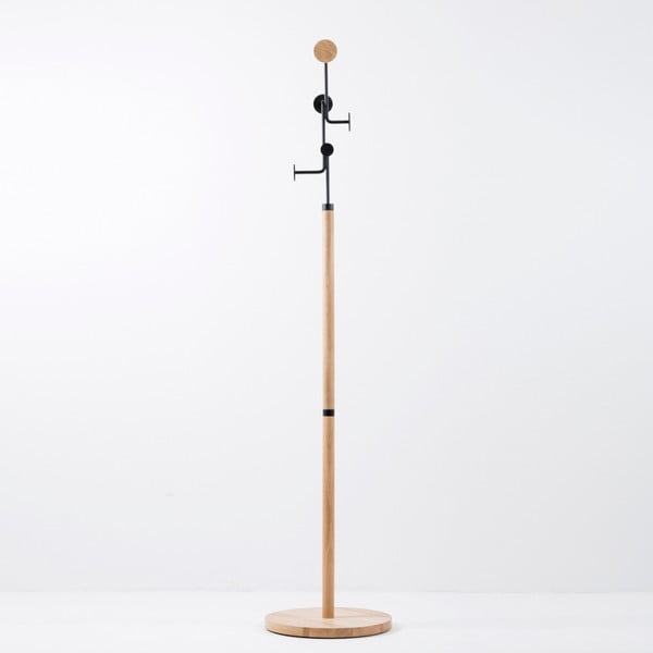 Stojalo iz masivnega hrastovega lesa s črnimi detajli Gazzda Hook-image-2