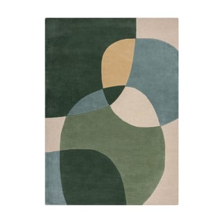 Zelena ročno tkana volnena preproga 120x170 cm Glow Green & Blue – Flair Rugs