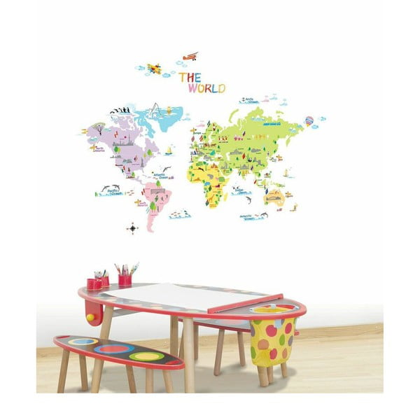 Komplet stenskih nalepk Ambiance World Map for Children