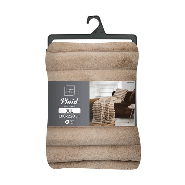 Svetlo rjava odeja iz mikropliša 180x220 cm Boudoir – douceur d'intérieur-image-4