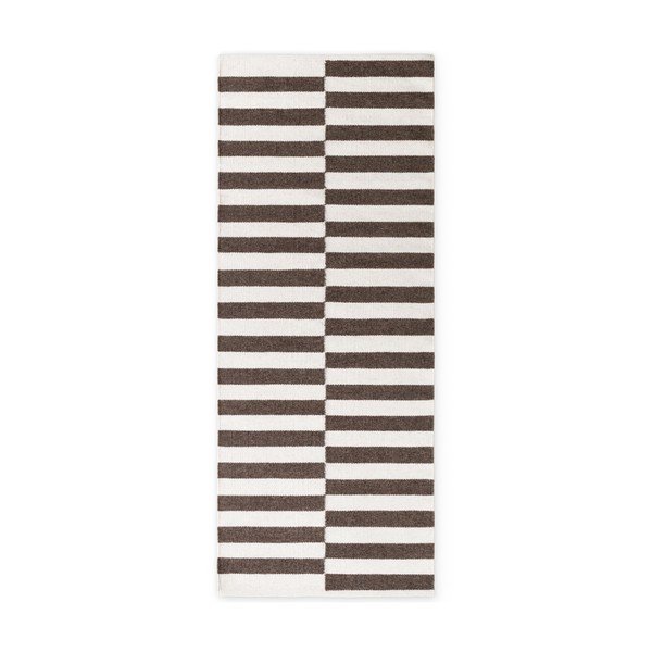 Bel/rjav obojestranski/ročno tkan volnen tekač 80x200 cm Vika – Hanse Home