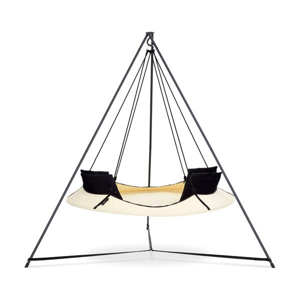Kremno bela vrtna gugalnica s stojalom - Hangout Pod-image-1