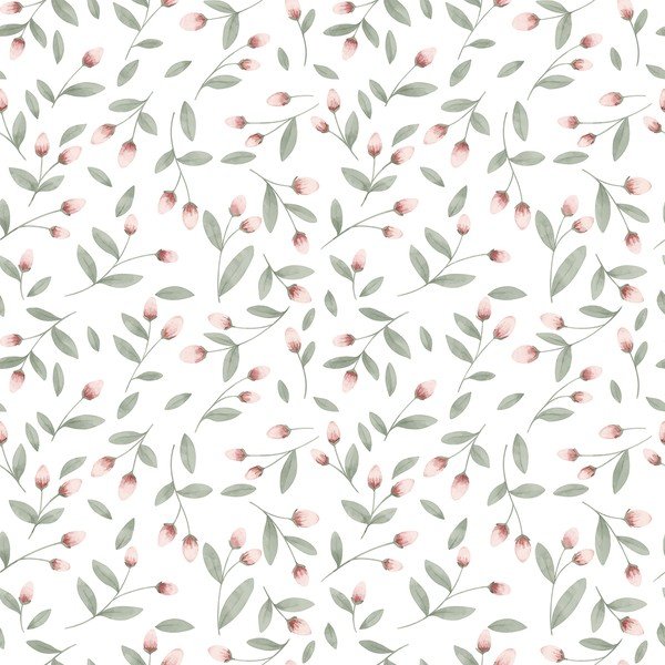 Otroška tapeta iz netkanega tekstila 10 m x 50 cm Flower Buds – Lilipinso