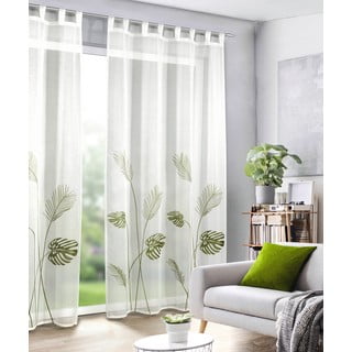 Belo-zelena prosojna zavesa iz tančice 135x245 cm – Sehlbach