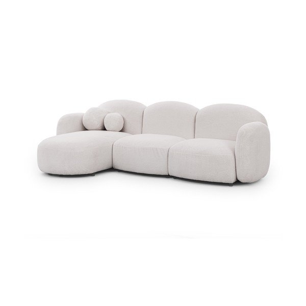 Kremno bela kotna sedežna garnitura iz tkanine bouclé (levi kot/z ležalnikom) Orbit – Ropez