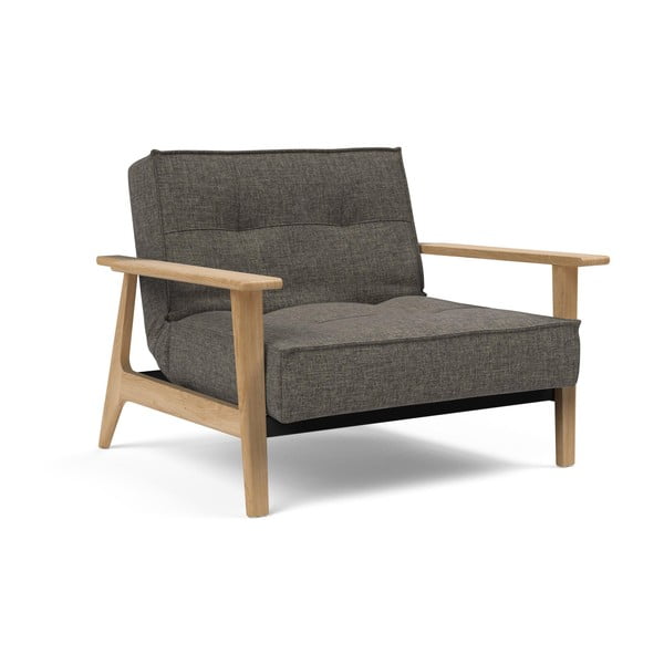 Temno siv fotelj z lesenimi nasloni za roke Innovation Splitback
