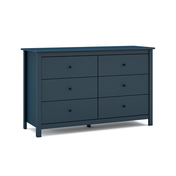 Temno modra nizka komoda iz masivnega bora 130x80 cm Misti – Marckeric-image-3