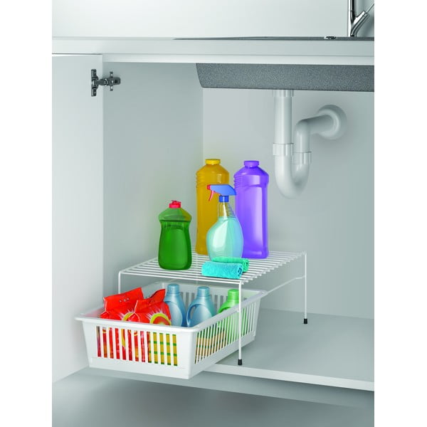 Bela dodatna polica iz nerjavečega jekla s prostorom za shranjevanje Metaltex Cipok-image-4